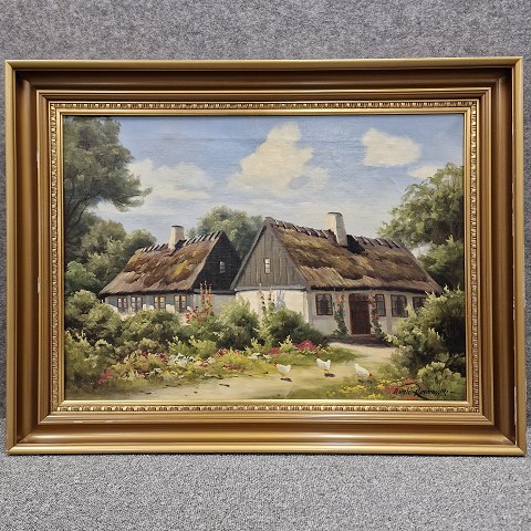 Osvald Rasmussen
maleri
Stråtækt hus