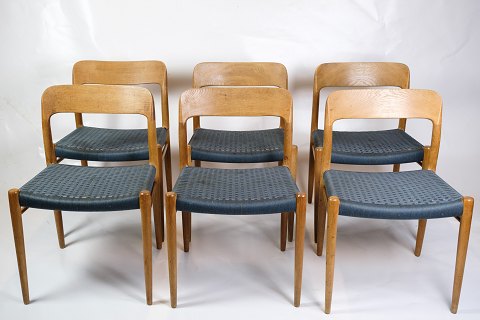 Set Of 6 Dining Room Chairs - Model 75 - Teak - Paper Wicker - Niels O. Møller - 
J.L Møbelfabrik - 1960
Great condition
