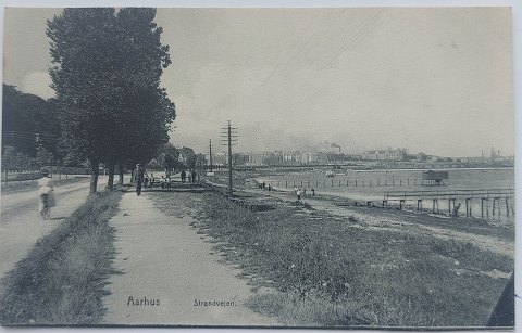 Postkort: Motiv fra Strandvejen i Aarhus 1909