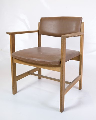 Office chair - Oak - Brown leather - Year 1970
Good condition
