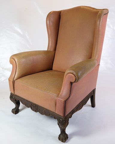 Antique High Flap Chair - Chesterfield - Brown Studded Leather - Year 1920
Great condition
