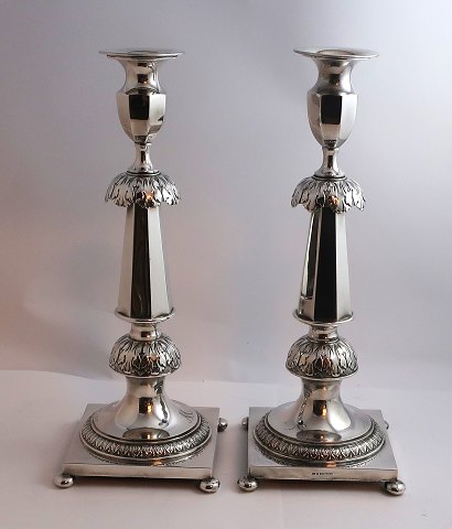 A pair of Finnish silver candlesticks (813). Height 30.5 cm. Small engraving 
(see photo). Produced 1957 (D7)