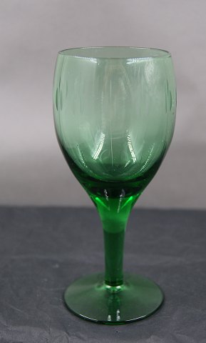 Kirsten Pil glassware by Holmegaard, Denmark. Green white wine glasses 12.5cm