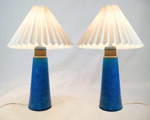 Set of 2 Table Lamps - Blue - Herringbone pattern - Nils Kähler - Herman A. 
Kähler
Great condition
