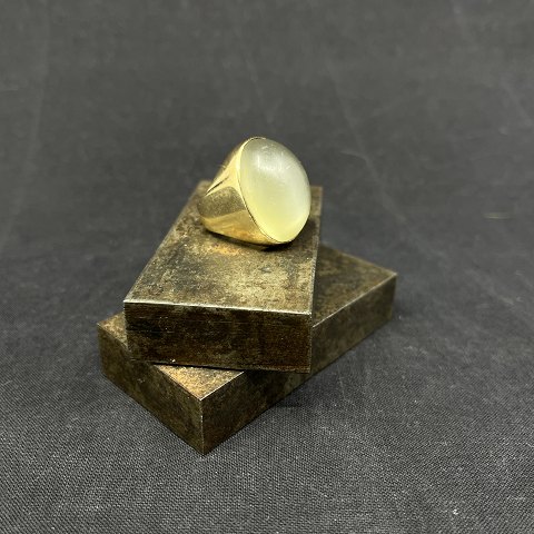 Ring in gold with polished moonstone