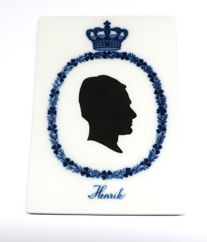 Royal Copenhagen. Plaquette med Prins Henrik. Mål 13*9 cm