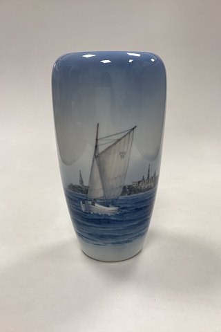 Royal Copenhagen Art Nouveau Vase - Sailboat at Kronborg No. 2609/1049