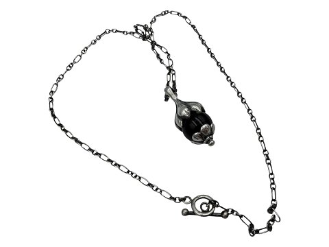 Georg Jensen Årssmykke 1991Vedhæng med sort onyx og halskæde