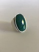 Large Georg Jensen Sterling Silver Ring No. 209 with Green Agate