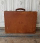 Vintage attache suitcase in leather with monogram