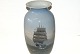 Royal Copenhagen large floor vase with motif of large three-masted sailing ship 
at sea.