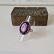 Antique 14 kt gold ring - large beautiful amethyst surrounded by numerous 
diamonds