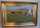 Oil painting Gunnar Bundgaard Vendsyssel 43 x 62 cm including the frame