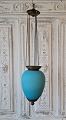 19th century small lamp in beautiful light blue twisted glass