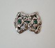 Art Nouveau silver belt buckle with chrysoprase produced by William Fuglede