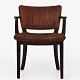 Fritz Hansen / Fritz Hansen
Armchair in stained beech with original patinated aniline leather and brass 
nails. Stamped by manufacturer.
1 pc. in stock
Original condition
