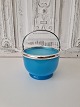 19th century sugar bowl in light blue opaline glass with silver-plated handle.