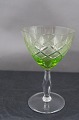 Vienna Antique or Wien Antik glassware with knob on cutted stem, by Lyngby 
Glass-Works, Denmark. Green white wine glasses 12cm