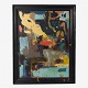 Jens Birkemose
Painting with black wooden frame, where paint goes from canvas to frame. 
Exhibited at Museum Jorn 2019. From the artist