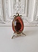 Art Nouveau ægformet ur skrin i hindbærfarvet glas med forgyldt montering