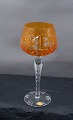 Roemer glass,
Bohemian crystal glass. Selection of wine glasses 20cms with orange bowl. OFFER 
on all 5.