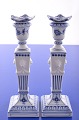 Royal Copenhagen  Blue fluted plain Pair of candlesticks with candle cuffs