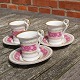 Vieux Paris French porcelain with gold edge, set of 3 mocha cups or espresso 
cups and saucers