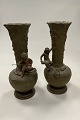 Art Nouveau Pair of Vases in Metal of young boy and girl