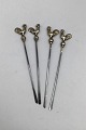 Set Olive Spears / Cocktailsticks .813 Silver Partially Gilded (4)