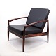 Armchairs "Paper Knife Chair" - Model 121 - Rosewood and Black Leather - Kai Kristiansen - Magnus Olesen - 1950s
