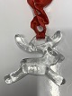 Glass hanging reindeer, Bertil Vallien, Kosta Boda.Size 5 x 6.1 cm.