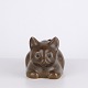 Knud Basse Kat Figur Vase i Brun Glaseret Keramik, Dansk Design 1960erne