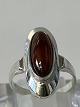 Silver Ladies Ring with Brown StoneSize 53