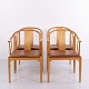 Sæt af 4 Hans J. Wegner Kina Stole FH 4283 i Kirsebærtræ med Læder Fritz Hansen 1979