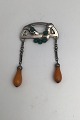 Georg Jensen 826 Sølv Broche Rav /Chrysopras (No 8) (1904-1908)