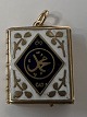 14 karat guld. Bog med emalje.Charms / Vedhæng.Højde 2,0 cm.