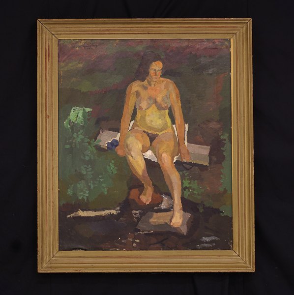 Sven Ljungberg, 1913-2010, Sweden: A naked woman. Oil on canvas. Signed and dated 1942. Visible size: 76x60cm. With frame: 92x76cm