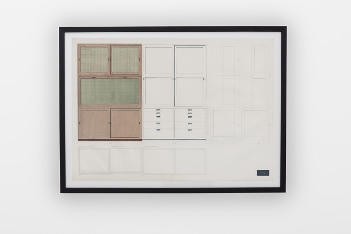 John Vedel-Rieper
Original watercolours and pencil drawing of a bookcase. Provenance: Architect 
John Vedel-Rieper