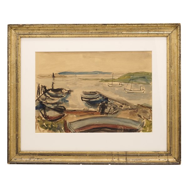 Jens Søndergaard, 1895-1957, watercolor. Visible size: 30x42cm. With frame: 
51x63cm