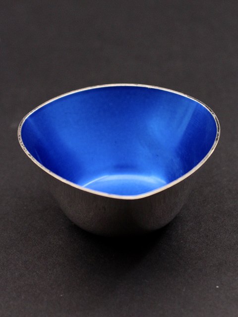 Small retro salt bowl dia. 5.5 cm. with blue enamel