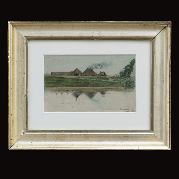 J. F. Willumsen, 1863-1958, Aquarell. Signiert Vordingborg 1895. Lichtmasse: 
13x20cm. Mit Rahmen: 27x34cm