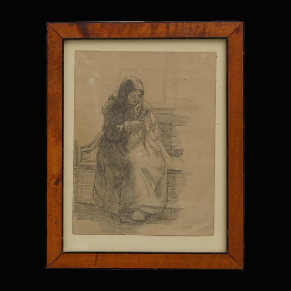 Michael Ancher, 1849-1927, drawing. Signed. Visible size: 25x20cm. With frame: 
34x27,5cm