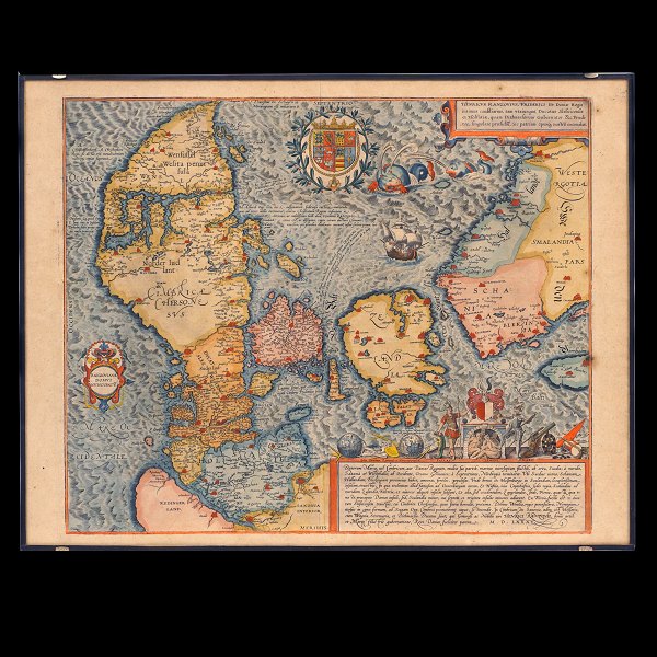 Map showing Denmark by Marcus Jordan 1585. Size: 41x54cm