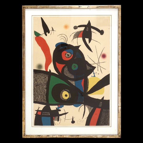 Joan Miró, 1893-1983, Litogaphie in Farben. Signiert und nummeriert 48/75. Aus 
dem Jahre 1973. Lichtmasse: 88x61cm. Mit Rahmen: 107x79cm