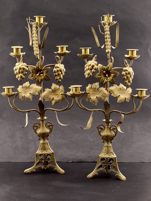 A pair of French church/thanksgiving candlesticks