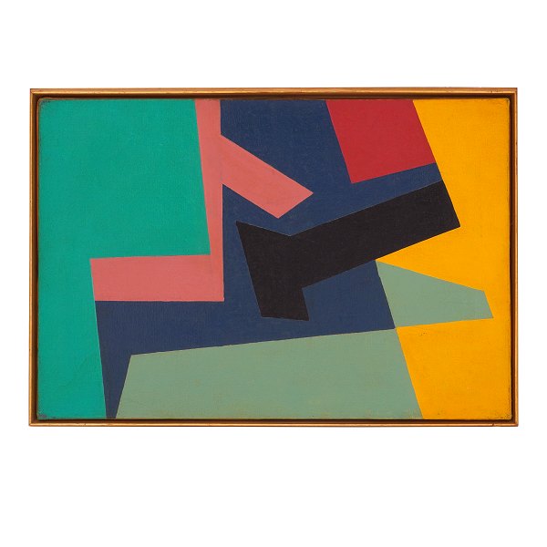 Poul Gadegaard, Denmark, 1920-92, oil on canvas, composition. Signed and dated 
1954. Visible size: 38x55cm. With frame: 40x57cm