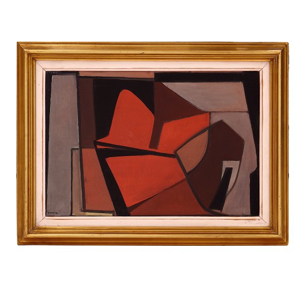 Preben Hornung, 1919-89, Denmark, oil on canvas. Composition signed and dated 
May 1950. Visible size: 28x41cm. With frame: 40x52cm