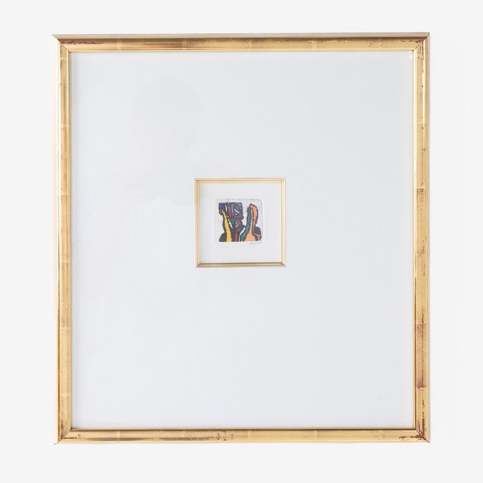 Robert Jacobsen
Signed etching in gold frame and passepartout with incorporated smaller frame. 
47/50.
1 pc. in stock
