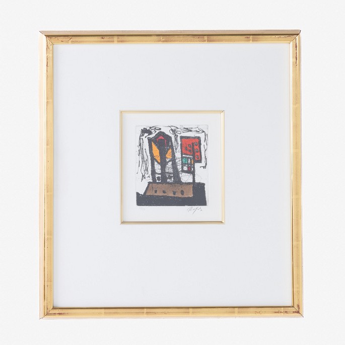 Robert Jacobsen
Signed etching in gold frame and passepartout with incorporated smaller frame. 
47/50.
1 pc. in stock

