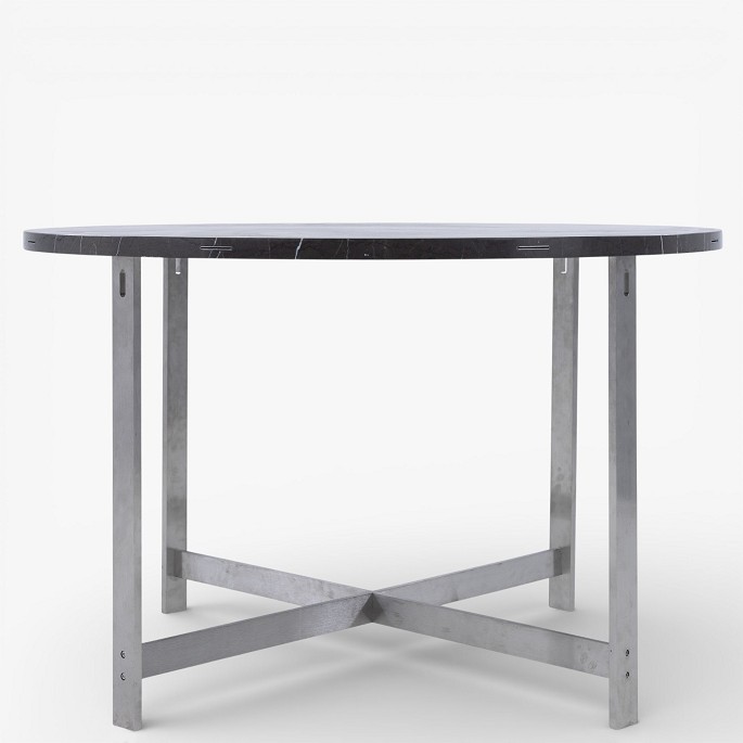 Jørgen Høj / Klassik Studio.JH Spisebord med stel i stål og plade i grå marmor m. tillægsringe i olieret eg.1 pc. in stock